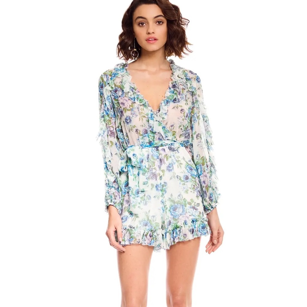 Zimmermann Whitewave Floral Ruffle Playsuit